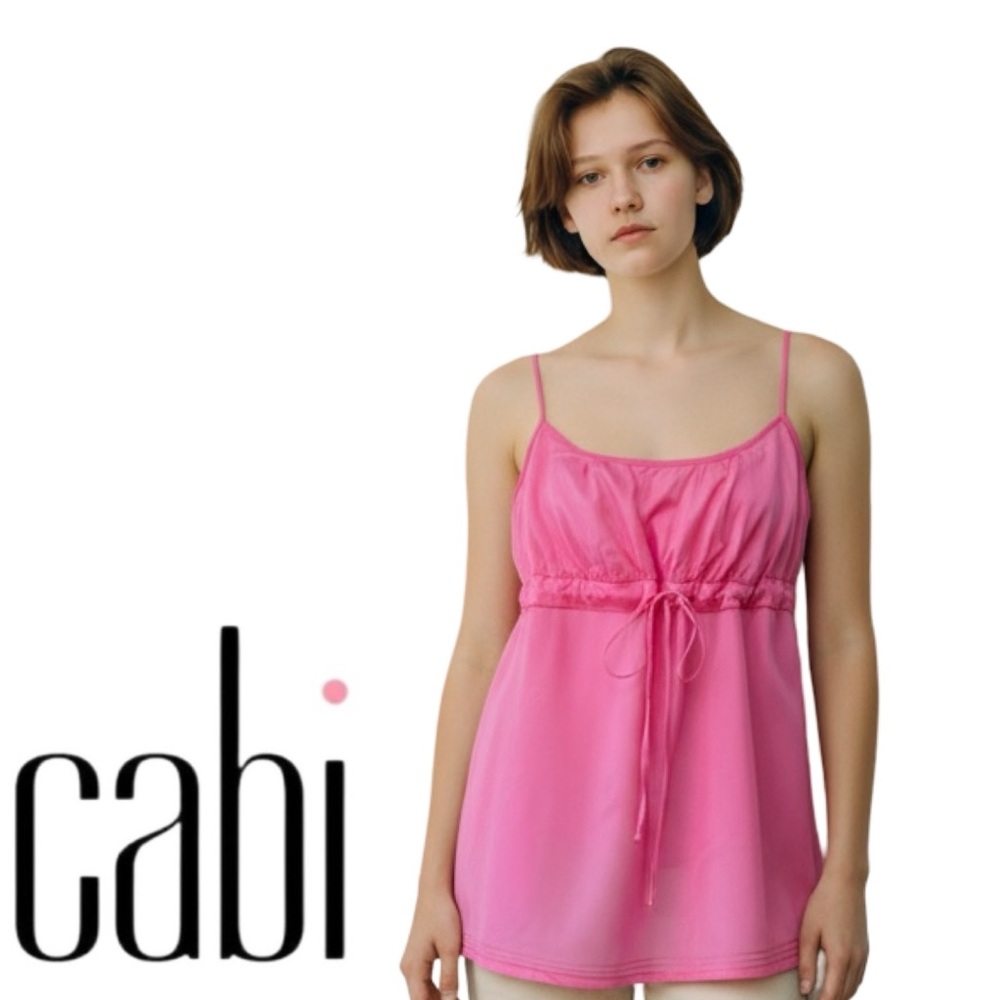 CAbi Pink Babydoll Spaghetti Strap Lightweight Top Style 489